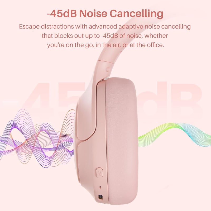 TOZO HT3 Hybrid Noise Cancelling Headphones, 90H Playtime Wireless Over Ear Bluetooth Headset, Spatial Audio AI Chat with 5 Mics, Supports Dual Connection and USB-C Input, with 32 EQ Music Modes - Image 5