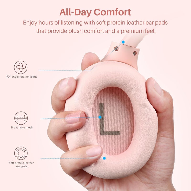 TOZO HT3 Hybrid Noise Cancelling Headphones, 90H Playtime Wireless Over Ear Bluetooth Headset, Spatial Audio AI Chat with 5 Mics, Supports Dual Connection and USB-C Input, with 32 EQ Music Modes - Image 4