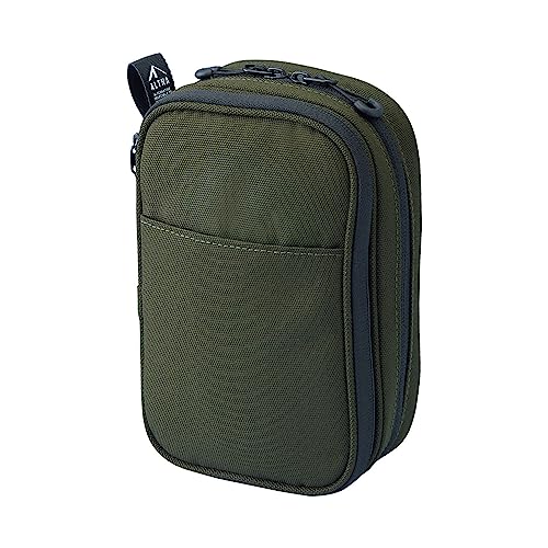 LIHIT LAB Gadget Pouch, Double, 5 x 3.6 x 8.5, Army Green (A7765-22) - Image 1
