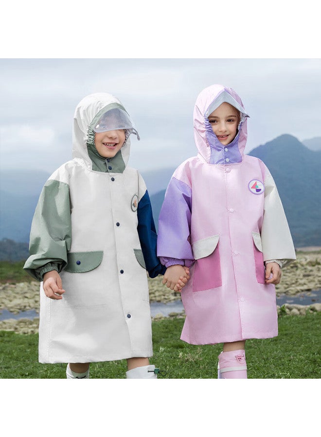 Lemonkid Lemon Baby Children's Raincoat For Boys And Girls With Backpack Cover School Rain Poncho Starry Blue Beige L - Image 2