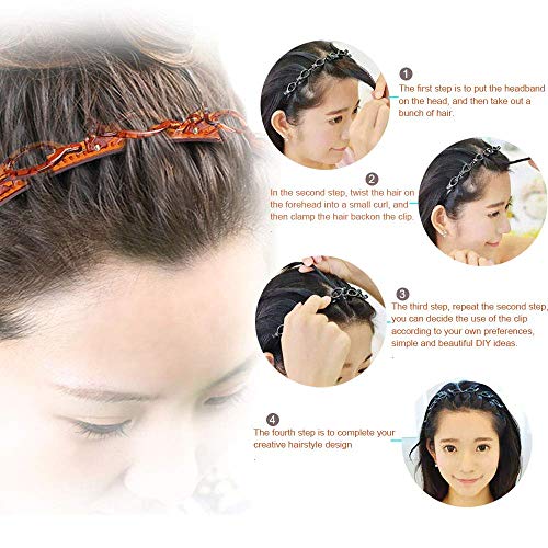 FAVELA Headbands,Hair Clips for Girl and Lady, Barrettes for Thin or Thick Hair, Double Bangs Hairstyle Hairpin, Alligator Clips, for Makeup,Yoga (Black & Shell & Pack of 2 Pc) - Image 4