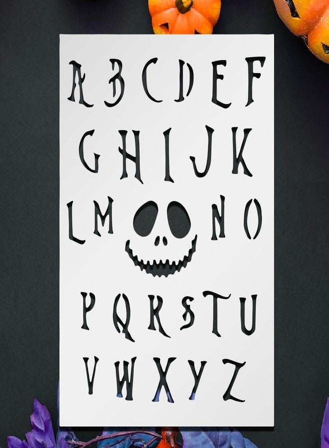 Lionx Halloween Alphabet Stencil 8.5" x 11" Reusable Plastic Letter Template for DIY Crafts, Painting, Sign Making and Halloween Decorations - Image 1