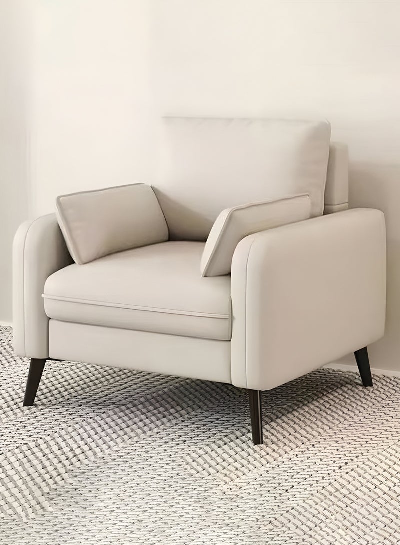 Taimi Modern Chair Scandinavian Style with Supportive Back Cushion, Comfortable Wide Seat and Soft Armrest High Quality for Living Room, Bedroom, Office and Salon, Beige Seat - 70CM - Image 1