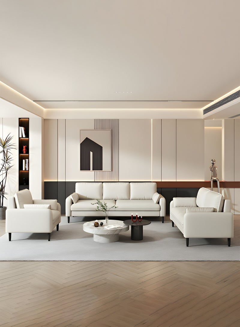 Taimi Modern Chair Scandinavian Style with Supportive Back Cushion, Comfortable Wide Seat and Soft Armrest High Quality for Living Room, Bedroom, Office and Salon, Beige Seat - 70CM - Image 2