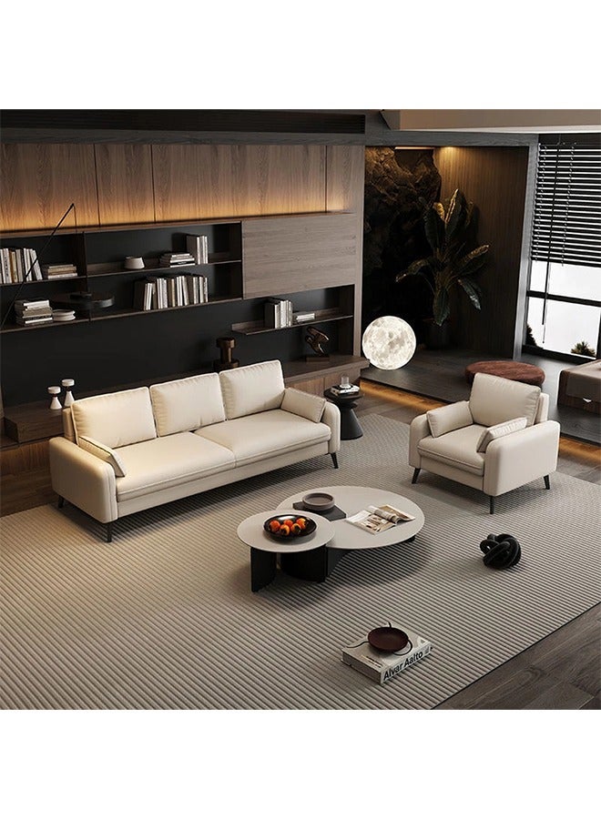 Taimi Modern Chair Scandinavian Style with Supportive Back Cushion, Comfortable Wide Seat and Soft Armrest High Quality for Living Room, Bedroom, Office and Salon, Beige Seat - 70CM - Image 3