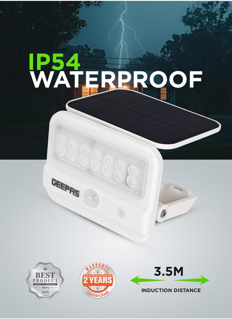 GEEPAS Solar LED Wall Light Energy Efficient Design with Motion Sensor and Dual Induction Modes| Solar DC Input, IP54 Waterproof Rating |10-12 Hours Working, Perfect for Porches, Patios, Outdoor Space, etc.| 2 Years Warranty White GESL55144  - Image 5