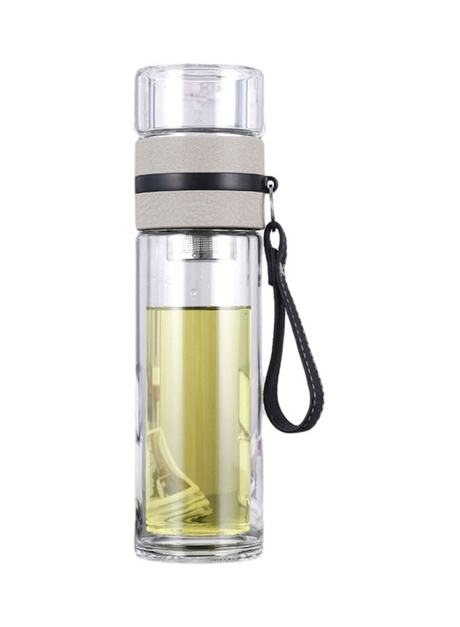Loquat Double Wall Water Bottle Clear/Grey/Black 24x6.5cm - Image 1