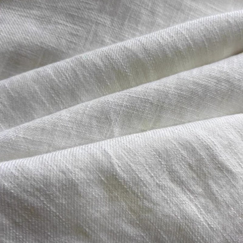 Extremely Leg-Lengthening! Washed White Faux Ramie Pants, Flexible, Comfortable, Casual, Versatile Faux Linen Wide-Leg Pants For Women - Image 5