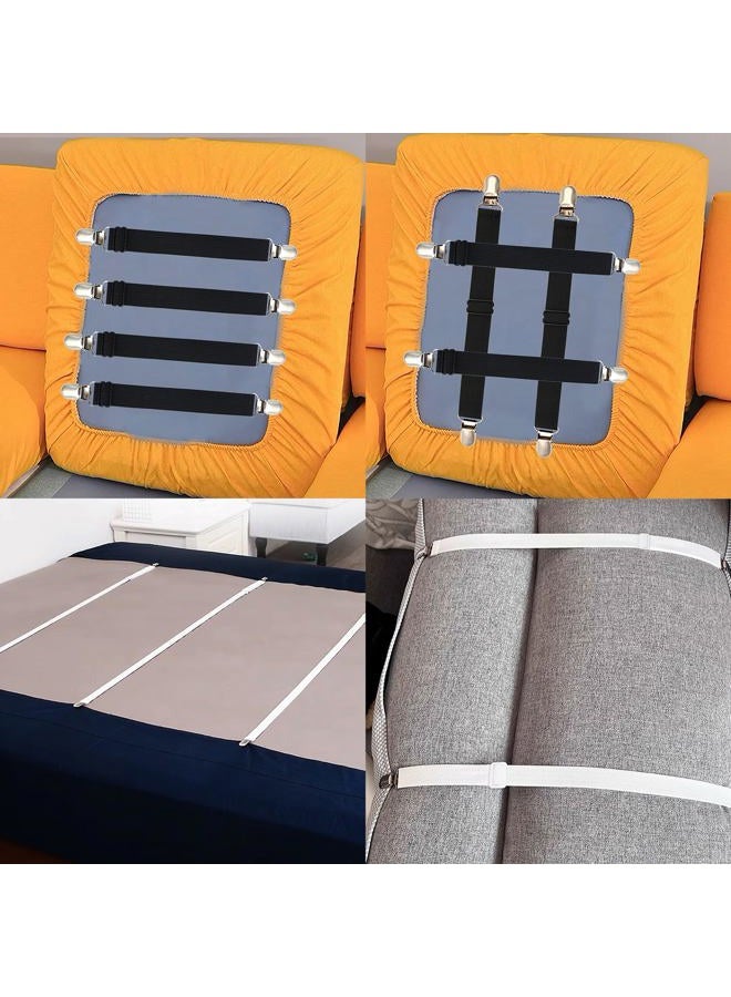 Szuoixe Covers Holder Straps Magic Sofa Couch Covers Sofa Slipcover Holder Clips 10 to 60in(25-160cm) Adjustable Elastic Straps for Sofa Covers Cushion (8, Black) - Image 4