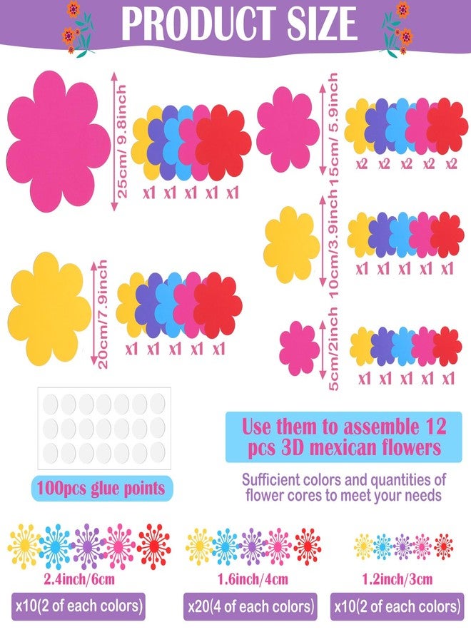 Mooliwe 10 Set Mexican Paper Flowers Decorations for Wall DIY Fiesta Paper Paper Flowers Bulletin Board 3D Handcrafted Paper Flowers Backdrop Decoration for Mexican and Holiday Party - Image 2