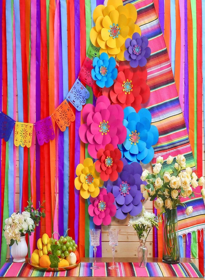 Mooliwe 10 Set Mexican Paper Flowers Decorations for Wall DIY Fiesta Paper Paper Flowers Bulletin Board 3D Handcrafted Paper Flowers Backdrop Decoration for Mexican and Holiday Party - Image 5