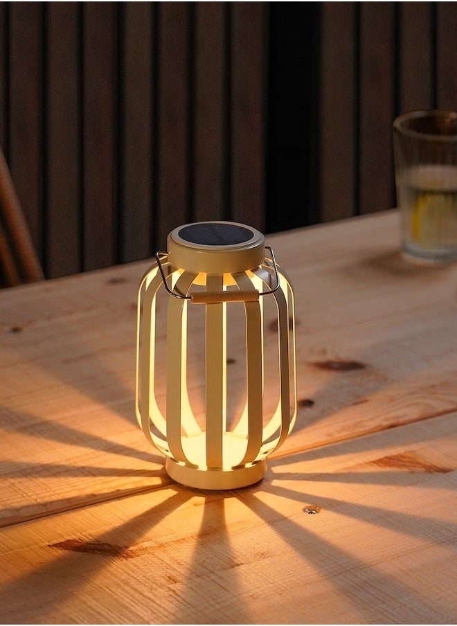 Generic - SOLVINDEN LED solar-powered table lamp, beige/stripe, 17 cm - Image 1