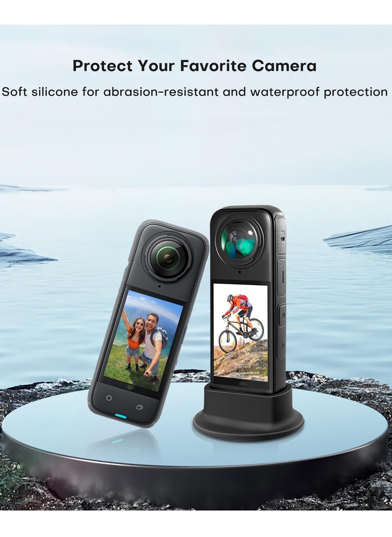Excefore Camera Desktop Mount for Insta360 X4, Silicone Non-Slip Stable Mount, Vertical Stand Holder for Selfie Video, Camera Mount Stand Base for Insta360 X4  - Image 5
