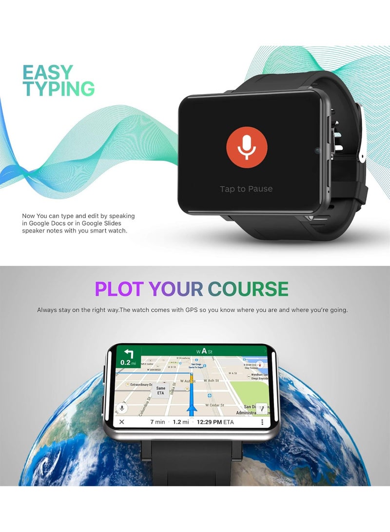 ساعة ذكية 4G بشاشة 2.86 انش اندرويد 7.1 3GB+32GB كاميرا 5MP بطارية 2700mAh للرجال (فضي، 3GB+32GB) - Image 4