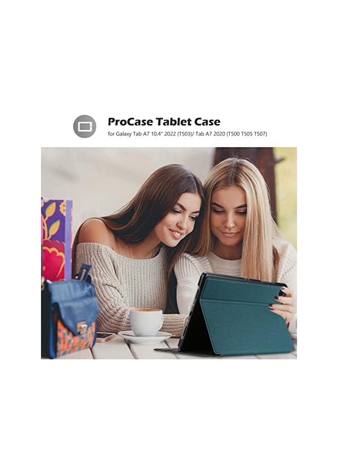 Procases For Samsung Galaxy Tab A7 10.4" 2020 Case (Sm-T500/T503 / T505/ T507), Shockproof Lightweight Slim Protective Book Case Folio Cover – Teal - Image 4