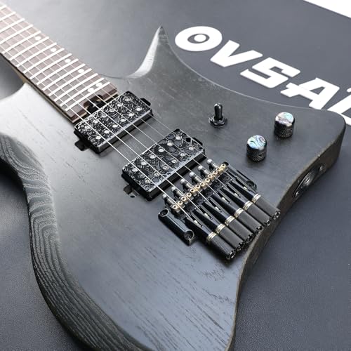 OVSAL 10.5mm Headless Electric Guitar Bridge All-Black Headless Bass Guitar Bridge Brass Saddles Zinc Alloy Plate Electric Guitar Bridge 6 String Headless Guitar Fixed Bridge - Image 3