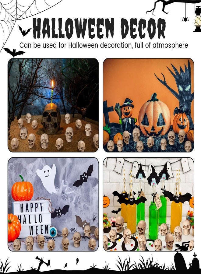 Civaner 40 Pcs Halloween Mini Skulls Miniature Resin Skeleton Heads Figurine Bulk Creepy Mini Skull Statues Decorations for Halloween Miniature Dollhouse Garden Vase Table Decor Party Favor - Image 5