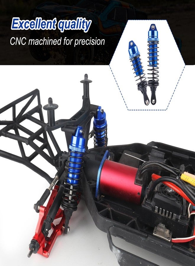 AllinRC 4PCS Aluminum Front & Rear RC Shocks for 1/10 Traxxas Slash 4x4 Compatible with Rustler Stampede Hoss 4WD Replace 5862 (Blue) - Image 4