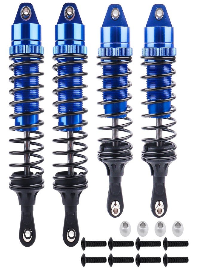 AllinRC 4PCS Aluminum Front & Rear RC Shocks for 1/10 Traxxas Slash 4x4 Compatible with Rustler Stampede Hoss 4WD Replace 5862 (Blue) - Image 1