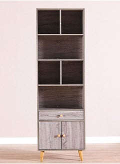 DANUBE HOME Patterson Display Cabinet 5 Tier Modern Design Wooden Book Organiser Cupboard Space Saving Display Storage Rack For Home Office Living Room Kitchen Dark Oak  - Image 3