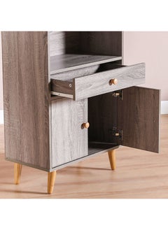 DANUBE HOME Patterson Display Cabinet 5 Tier Modern Design Wooden Book Organiser Cupboard Space Saving Display Storage Rack For Home Office Living Room Kitchen Dark Oak  - Image 5