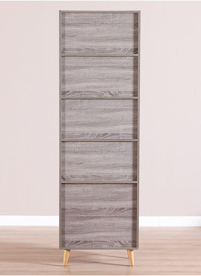 DANUBE HOME - Patterson Display Cabinet 5 Tier Modern Design Wooden Book Organiser Cupboard Space Saving Display Storage Rack For Home Office Living Room Kitchen Dark Oak - Image 1