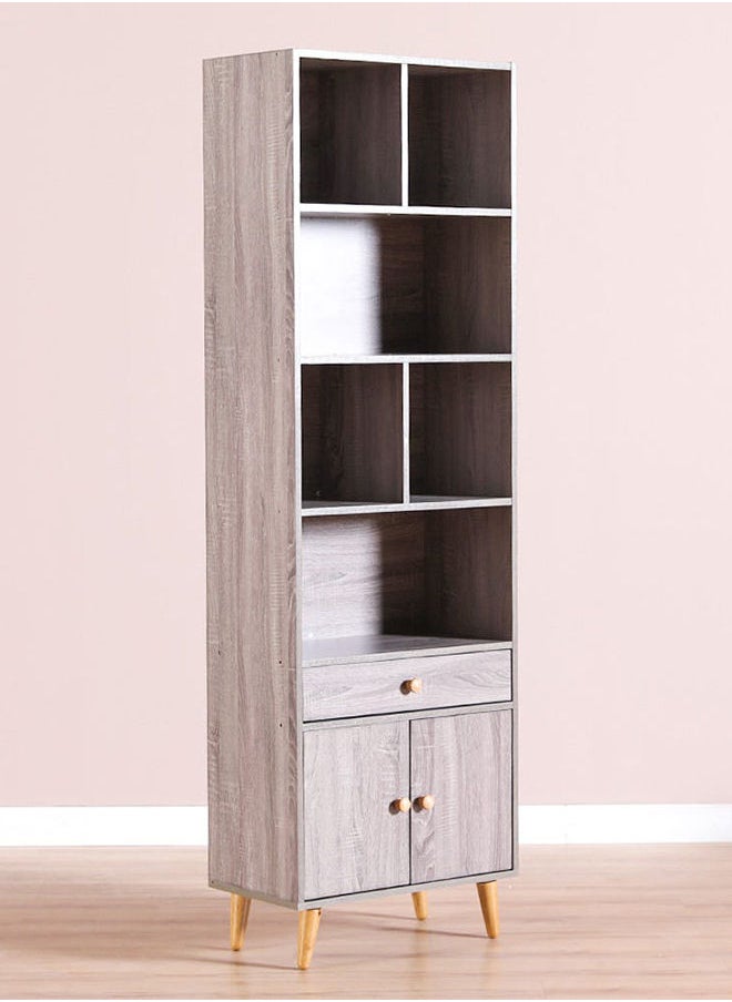 DANUBE HOME - Patterson Display Cabinet 5 Tier Modern Design Wooden Book Organiser Cupboard Space Saving Display Storage Rack For Home Office Living Room Kitchen Dark Oak - Image 1