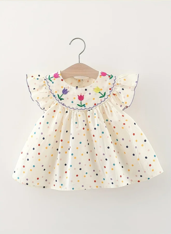 تايك تو Take Two Girls Polka Dot Cotton Embroidery Dress
