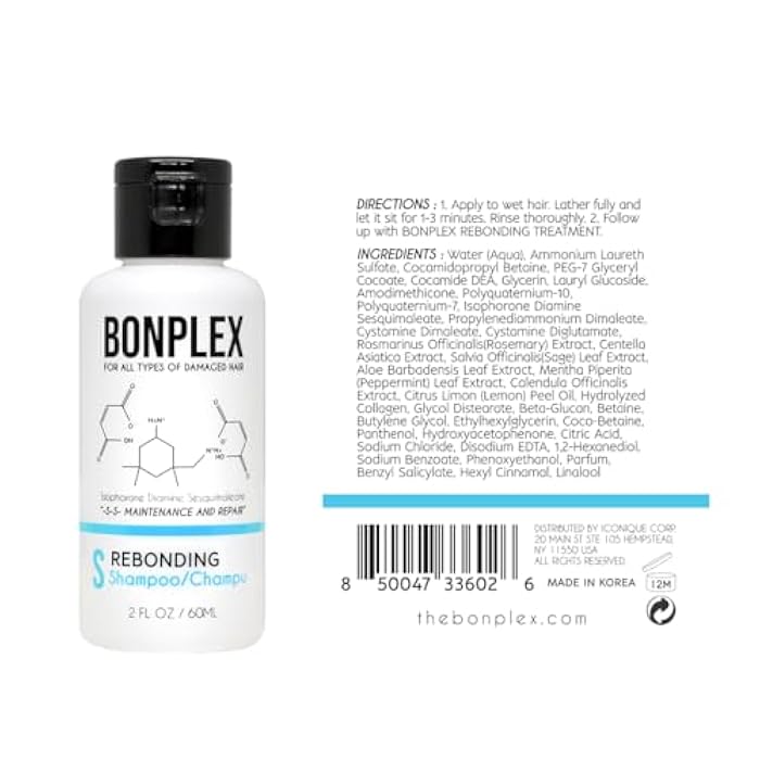 BONPLEX Perfect Bonding Concentrate for Damaged Hair - Bond Strengthening & Color Longevity Shampoo Treatment with Bonplex Rebonding Repair for All Hair Types - Duo (2oz) - Image 2