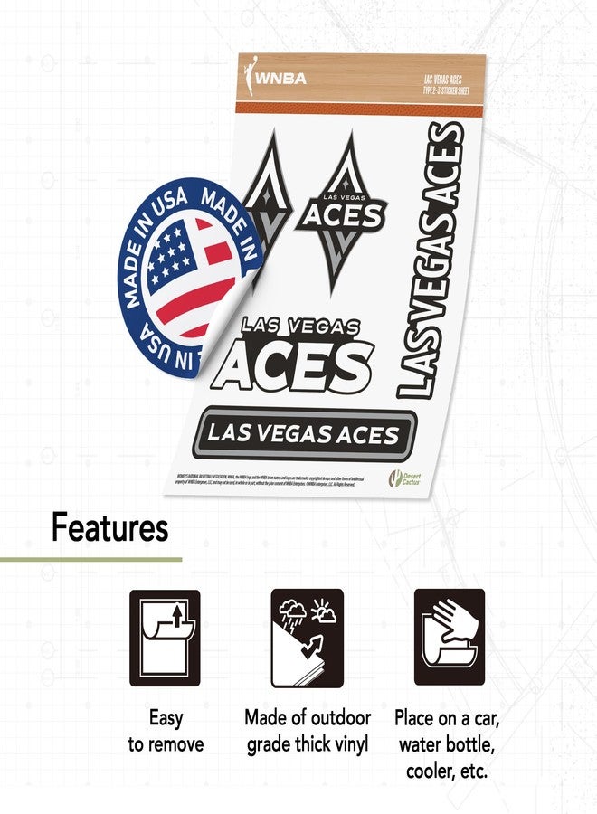 Desert Cactus Las Vegas Aces WNBA Women's National Basketball Association Officially Licensed Sticker Vinyl Decal Laptop Water Bottle Car Scrapbook (Type 2-3) - Image 4