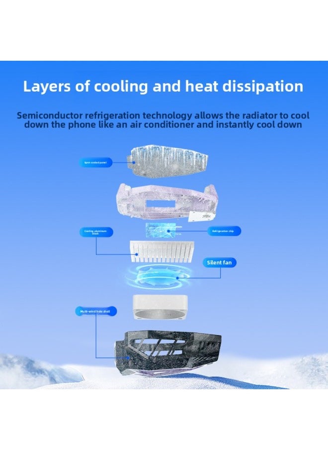 Generic - Mobile Phone Radiator Semiconductor Icing Refrigeration Back Clip Mute Two-speed Adjustment Temperature Control Electronic Competition Chicken Game Universal-Color:Knight Black ★ Dual-speed Adjustment [plug-in Model] ★ Free 1m Lines】tec Semiconductor Refrigeration - Image 1