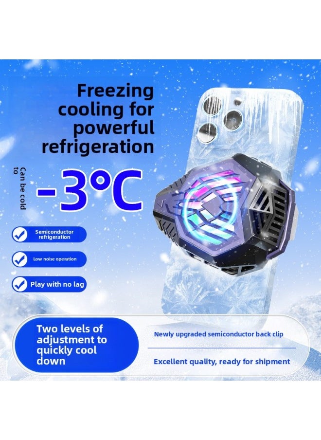 Generic - Mobile Phone Radiator Semiconductor Icing Refrigeration Back Clip Mute Two-speed Adjustment Temperature Control Electronic Competition Chicken Game Universal-Color:Knight Black ★ Dual-speed Adjustment [plug-in Model] ★ Free 1m Lines】tec Semiconductor Refrigeration - Image 1