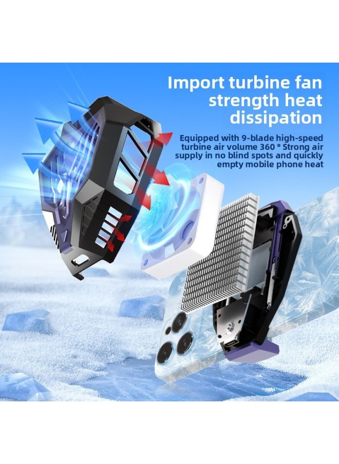 Generic - Mobile Phone Radiator Semiconductor Icing Refrigeration Back Clip Mute Two-speed Adjustment Temperature Control Electronic Competition Chicken Game Universal-Color:Knight Black ★ Dual-speed Adjustment [plug-in Model] ★ Free 1m Lines】tec Semiconductor Refrigeration - Image 1