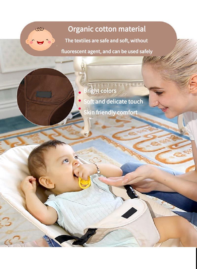 ما بيبي كرسي توازن محمول للأطفال حديثي الولادة، كرسي هزاز ومقعد ثابت، قابل للتعديل، حزام أمان ثلاثي النقاط، قضيب ألعاب قابل للفصل، قابل للطي بشكل مضغوط للسفر - Image 4
