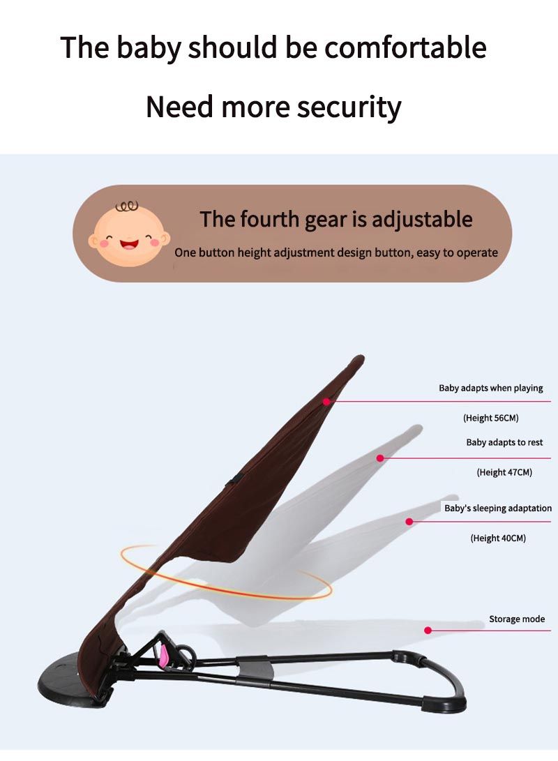 ما بيبي كرسي توازن محمول للأطفال حديثي الولادة، كرسي هزاز ومقعد ثابت، قابل للتعديل، حزام أمان ثلاثي النقاط، قضيب ألعاب قابل للفصل، قابل للطي بشكل مضغوط للسفر - Image 3
