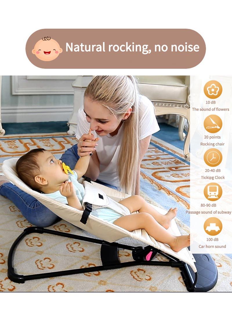 ما بيبي كرسي توازن محمول للأطفال حديثي الولادة، كرسي هزاز ومقعد ثابت، قابل للتعديل، حزام أمان ثلاثي النقاط، قضيب ألعاب قابل للفصل، قابل للطي بشكل مضغوط للسفر - Image 2