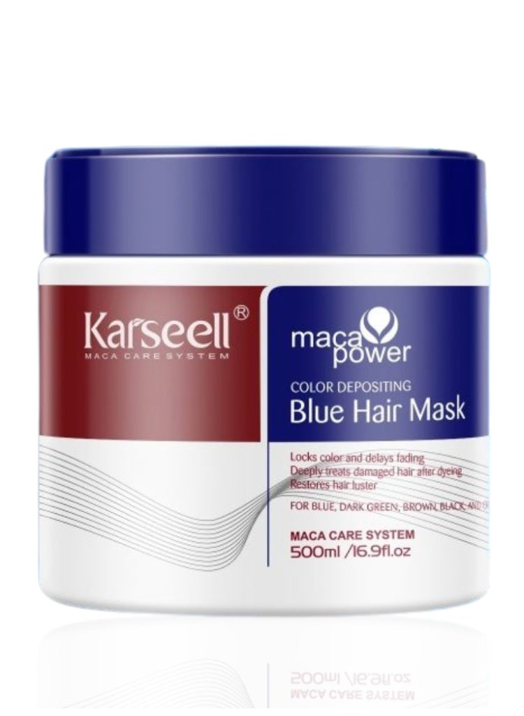 Karseell Blue Hair Color Depositing Mask – 500ml – Professional Deep Conditioning Hair Treatment with Vibrant Blue Pigments for Blonde, Bleached, and Highlighted Hair – Nourishing, Hydrating, and Long-Lasting Color Care - Image 1