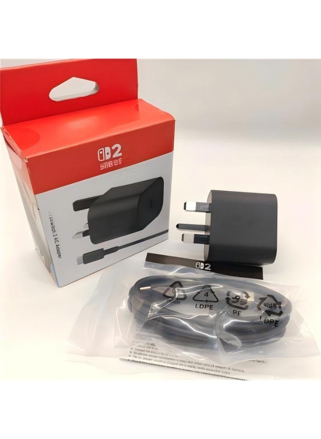 general Switch 2 AC Adapter UK Edition Original 60W With Double Type C Cable Fast charger, AC Adapter For SWITCH 2 Support 4K TV Dock Mode - Image 4