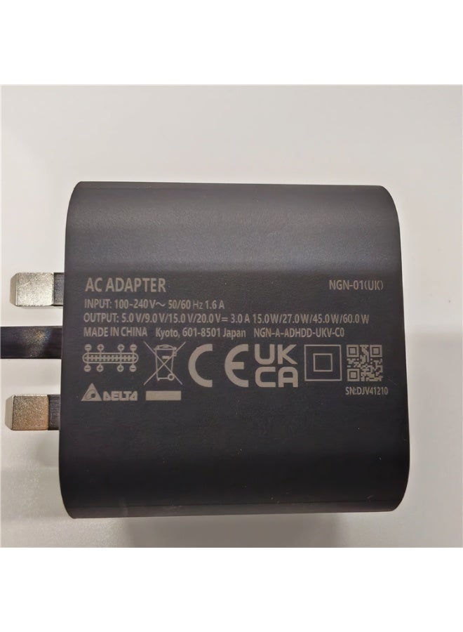 عام محول طاقة AC لجهاز Switch 2، النسخة البريطانية الأصلية 60 واط مع كابل مزدوج من نوع C، شاحن سريع، محول طاقة لـ SWITCH 2 يدعم وضع محطة التلفاز 4K - Image 5