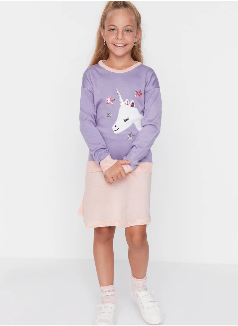 trendyol Kids Knitted Sweater & Skirt Set