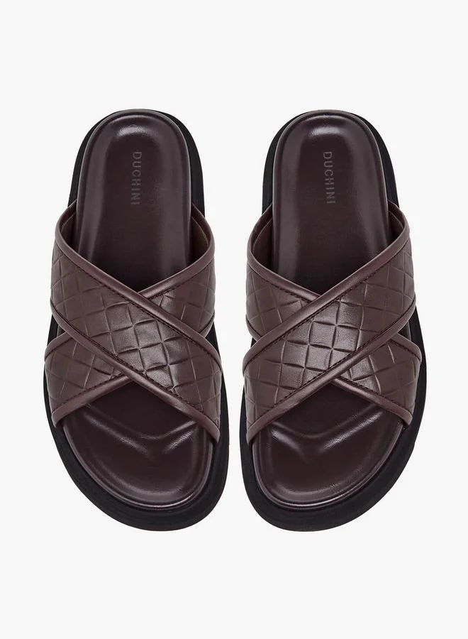 دوتشيني Men Quilted Criss-Cross Comfort Sandals