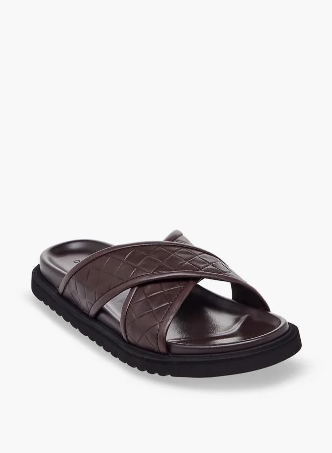 دوتشيني Men Quilted Criss-Cross Comfort Sandals