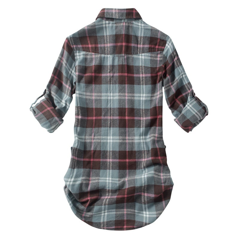 Match Womens Button Down Flannel Plaid Shirts roll up Long Sleeve Shackets Business Blouse Top (Large, Checks#13) - Image 4