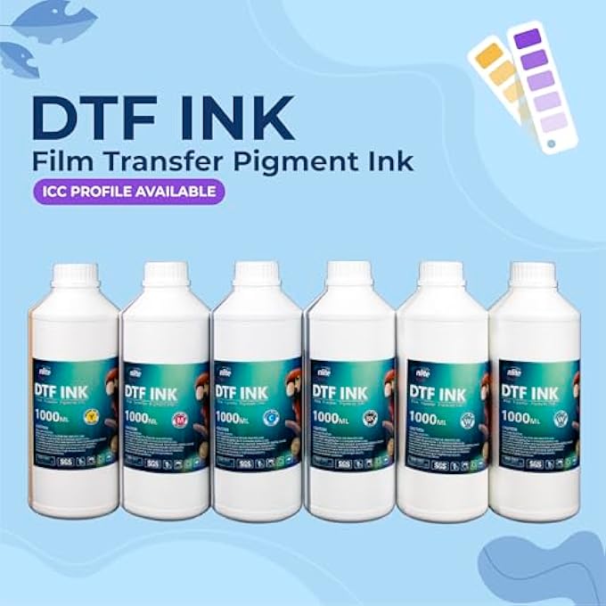 PREMIUM DTF INK 1000ML VALUE PACK, WATER-BASE DIGITAL INKJET INK REFILL FOR DIRECT TO FILM PRINTERS WITH PRINTHEAD L1800 L805 R1390 4720 I3200 XP600 DX7 DX5 5113, 6-PACK2W-1BK-1C-1M-1Y - Image 2
