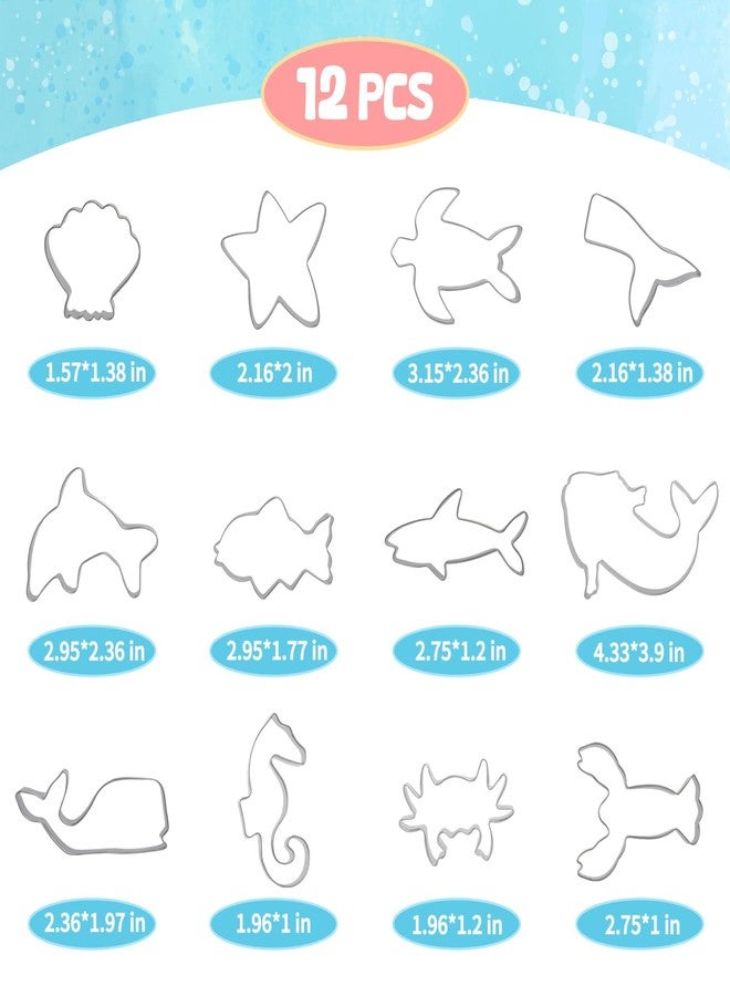 جي هول مجموعة قوالب تقطيع البسكويت على شكل مخلوقات بحرية من GWHOLE، بنمط المحيط للأطفال، عبوة من 12 قطعة - Image 2