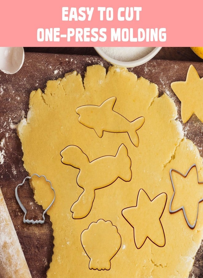 جي هول مجموعة قوالب تقطيع البسكويت على شكل مخلوقات بحرية من GWHOLE، بنمط المحيط للأطفال، عبوة من 12 قطعة - Image 5