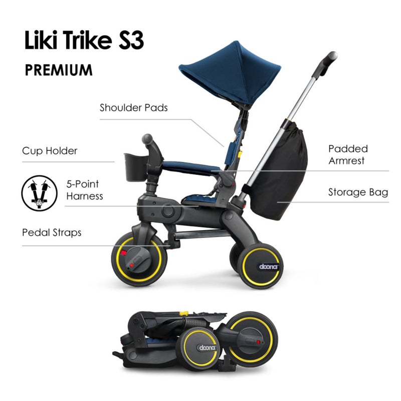 Doona Liki Trike S3, Royal Blue - 5-in-1 Compact, Foldable Tricycle - Suitable for Toddlers 10 to 36 Months - Image 2