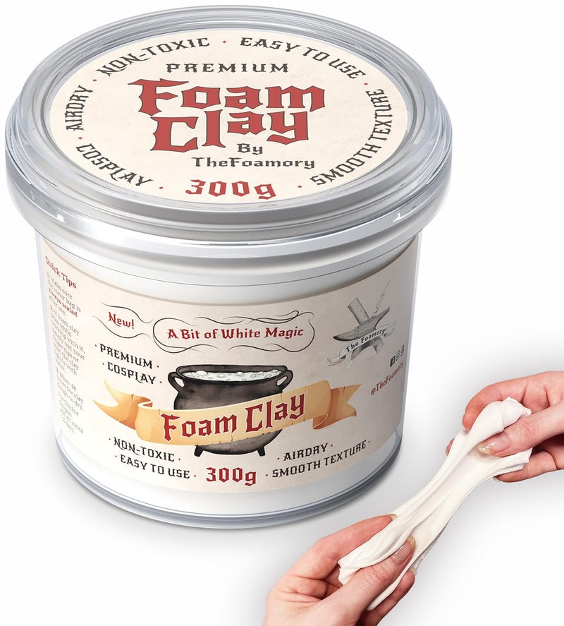 The Foamory Moldable Cosplay Foam Clay (300g White) High Density Air Dry Clay, EVA Foam Sands Paints Easily, Non-Toxic Safe for Kids, Adults & Crafts - Image 1