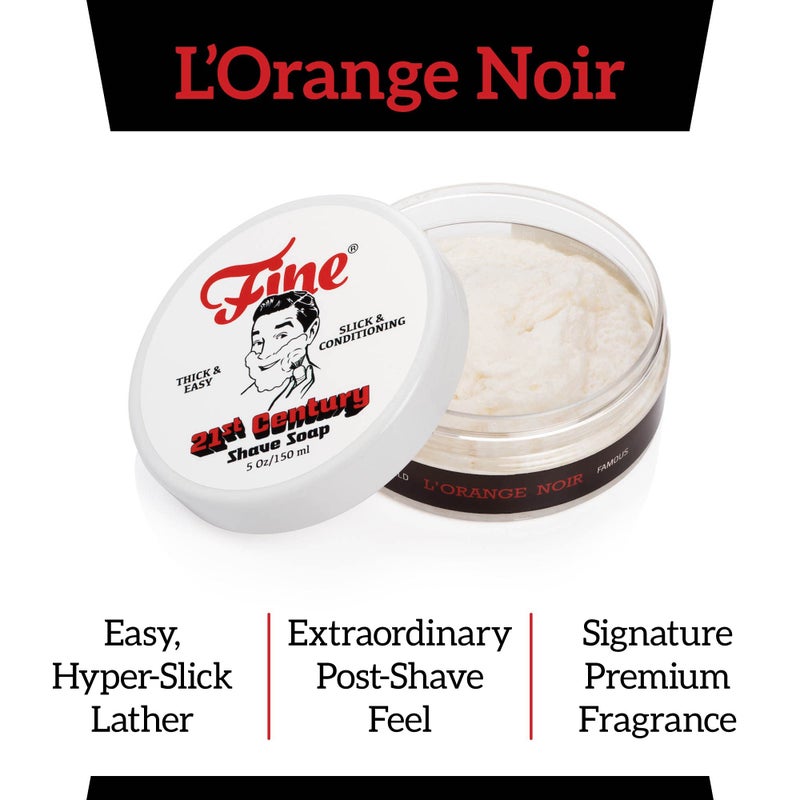 Fine Mr. Fine 21C Menâ€™s Shaving Soap, Builds Thick & Easy Lather, Protects From Razor Burn & Irritation, No Artificial Colors, Made In Italy, 5oz. (150ml), L'Orange Noir - Image 4