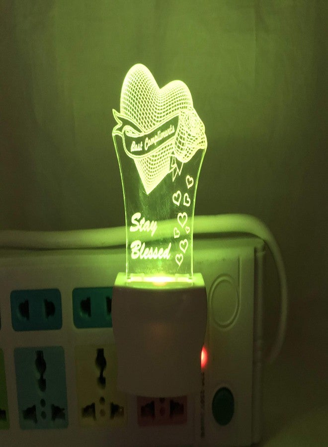 UKANI® 3D Heart with Stay Blessed Writing Acrylic Night Lamp with 7 Color Changing Light (Size3 Inch) - Image 2